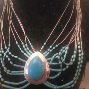 Turquoise and Silver Statement Necklace